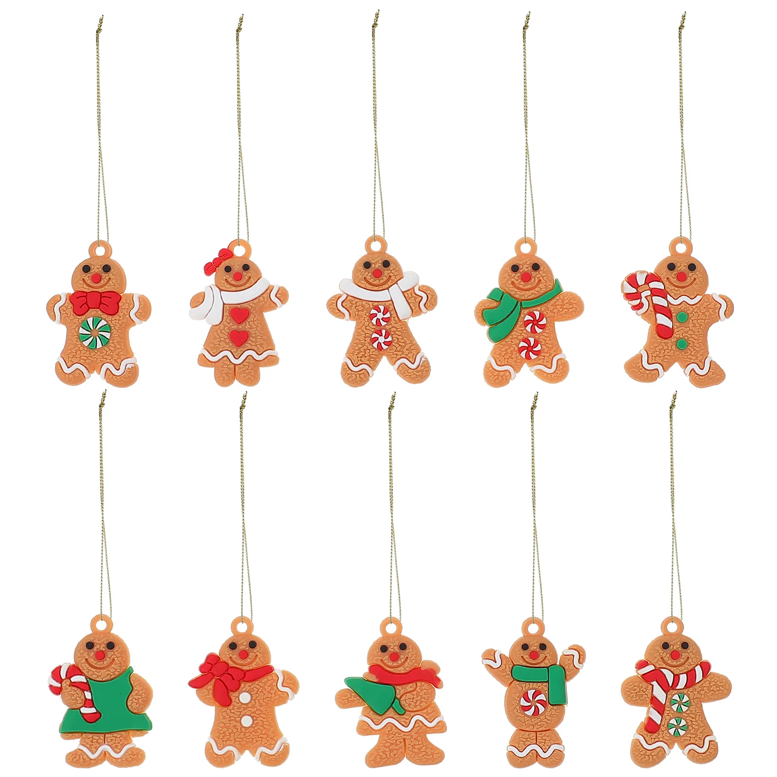 

10 Pcs Gingerbread Man Pendant Decor Holiday Festival Home Hanging Christmas Tree Ornaments Decorations