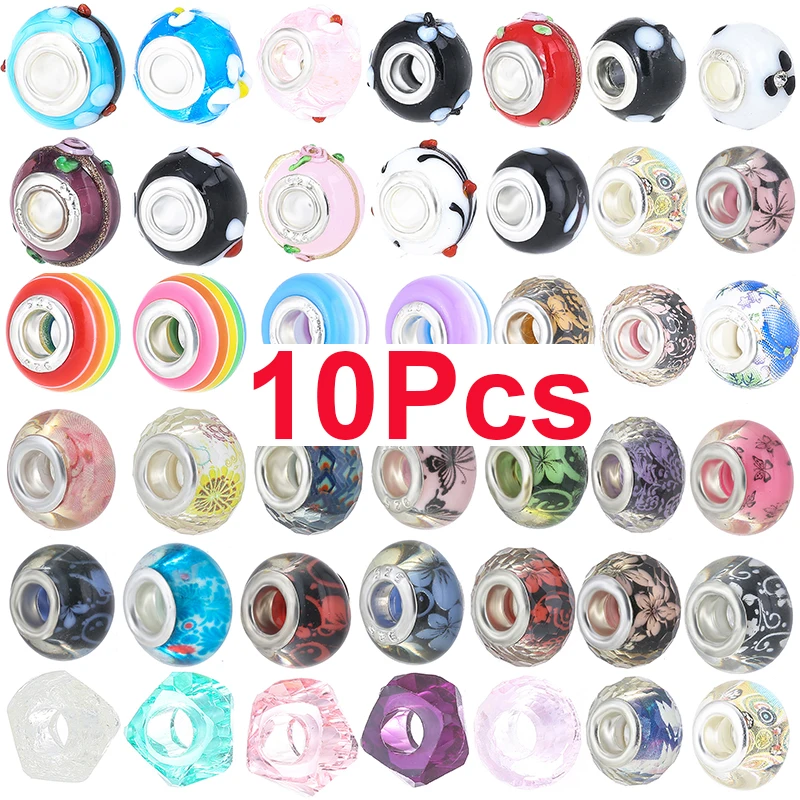 10Pcs/Lot 45 Styles Murano Crystal Glass Beads Fit Original DIY Charms Brand Bracelet Necklaces Women Jewelry Gift Wholesale