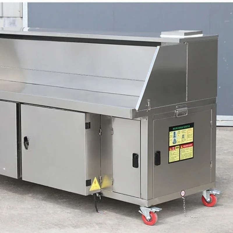 Water and electricity no-cleaning smokeless barbecue truck, commercial stall purifier
