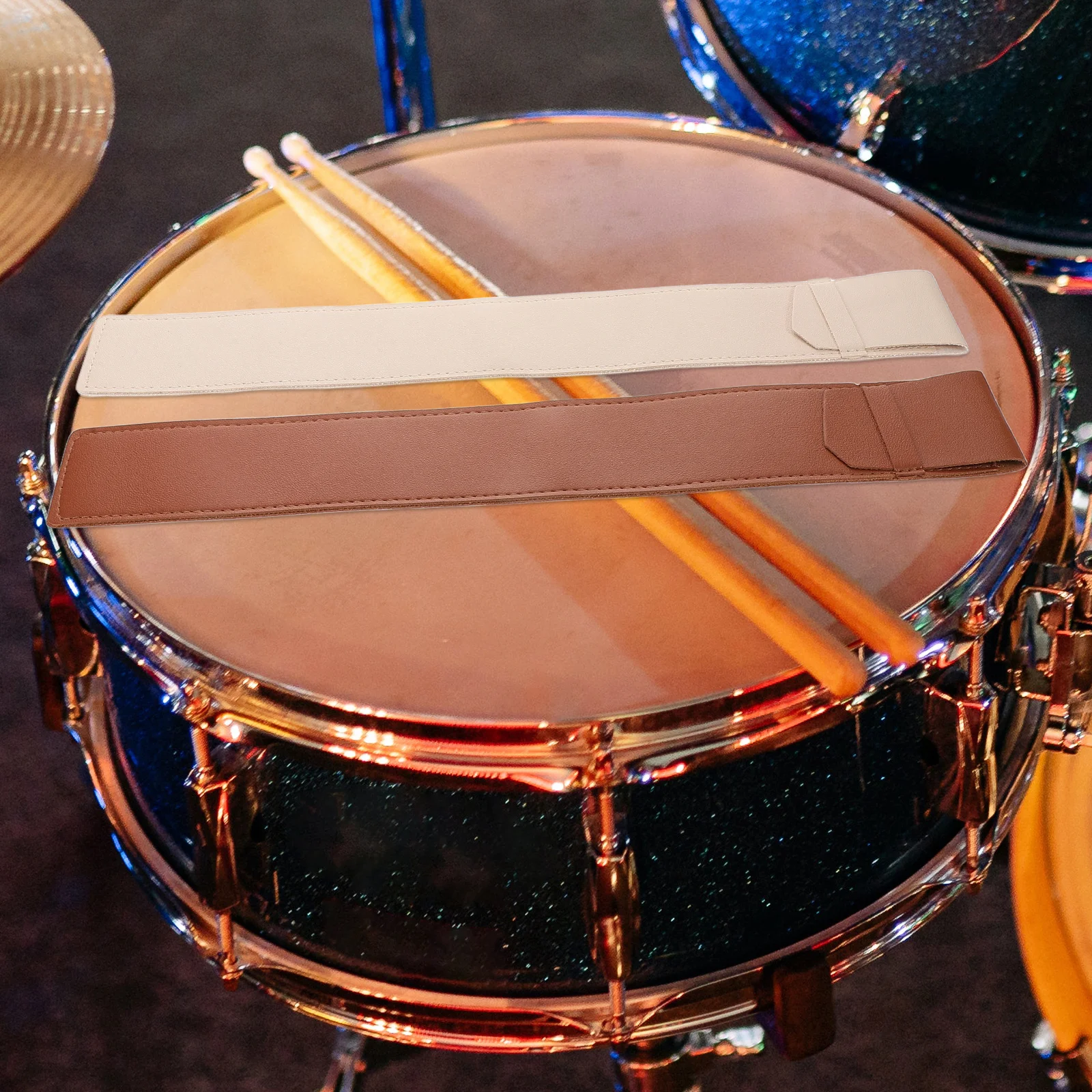 2 قطعة حامل عصا الطبل متين مزيف بني بيج مقاوم للغبار ملحقات الطبل المدمجة منظم عصا الإيقاع #2