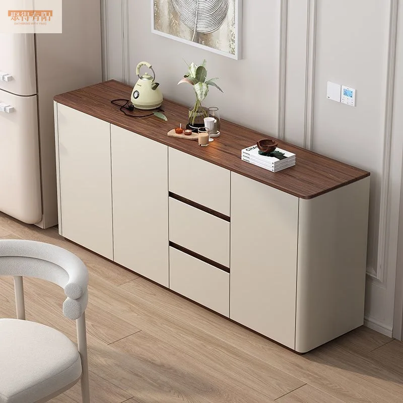 

Modern simple side cabinet solid wood against the wall integrated household cabinet kitchen cabinet living room tea storage cabi