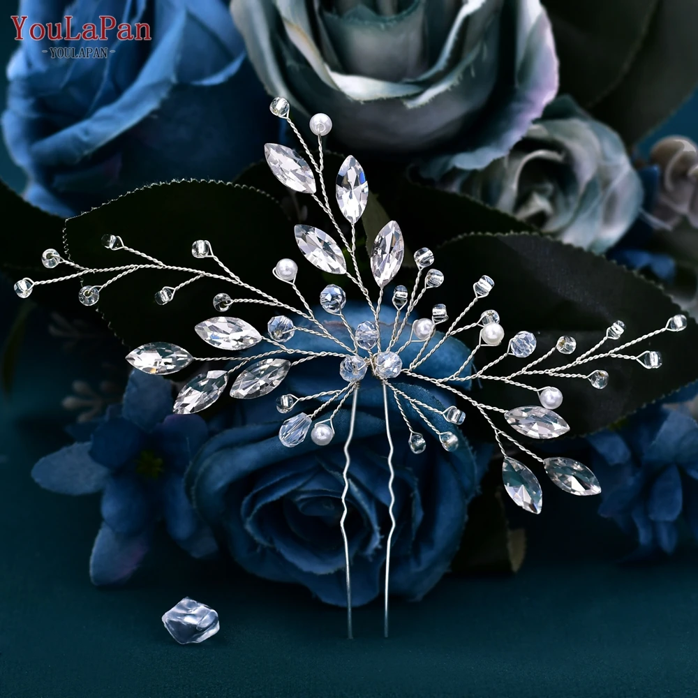 YouLaPan Crystal Hair Pin for Woman Bridal Girl Hairpin Wedding Hair Accessories Bride Hair Clip Bridesmaid Headdresses HP103-1