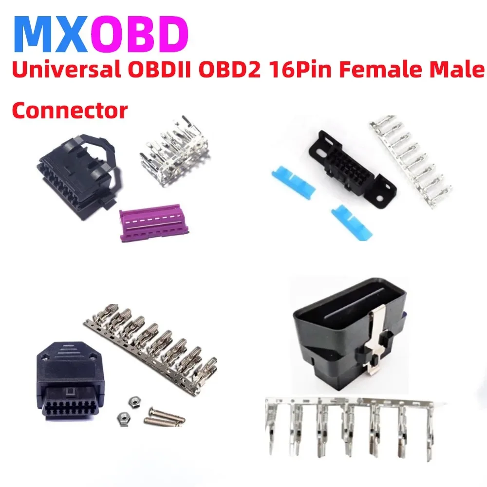 

Newst 12V 24V OBD Male Plug OBD2 16Pin Connector OBDII Female Adaptor OBDII Connector J1962 OBD2 Male Connector in stock