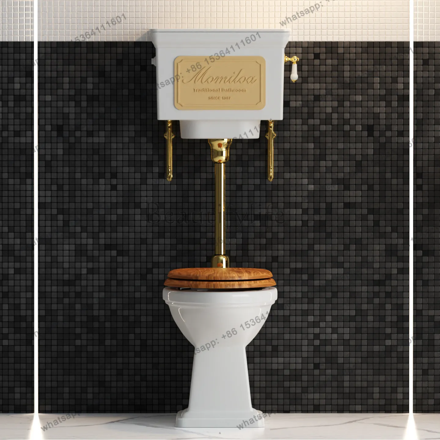 Retro toilet floor row vintage wall-mounted water tank ceramic customizable color bar