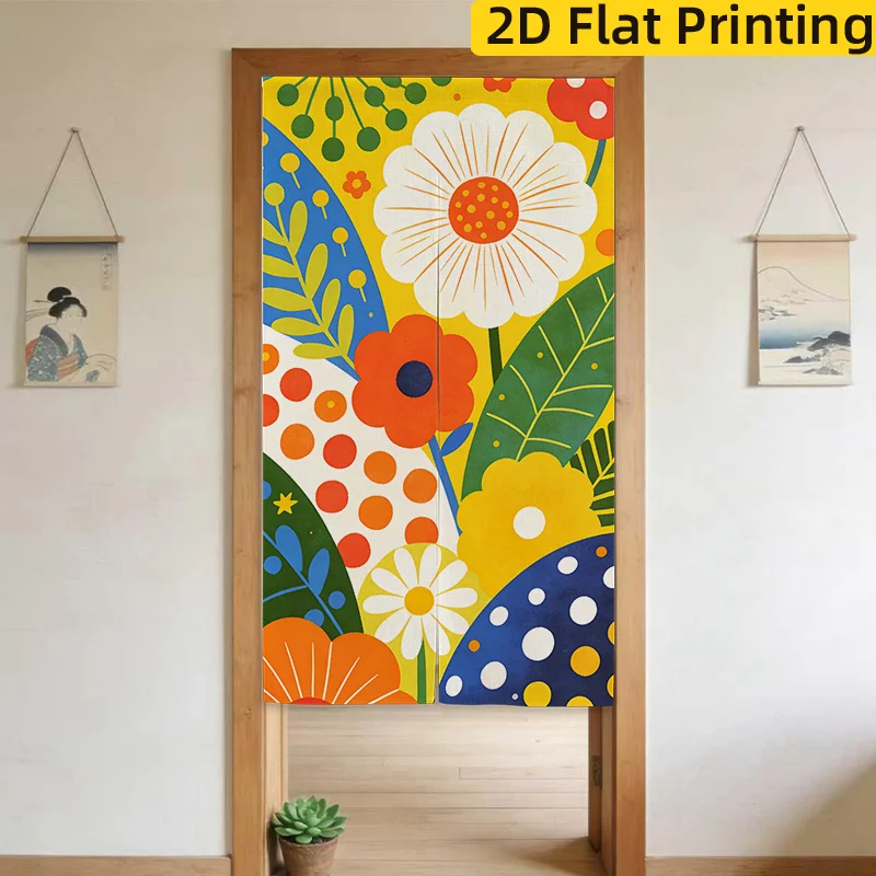 Best selling Colorful Floral Botanical Pattern Door Curtain Room Divider Wall Hanging Panel Tropical Abstract Fabric Decor
