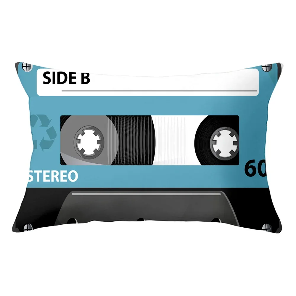 Retro Colorful Audio Cassette Tape Print Pillowcase 30x50cm 40x60cm Music Tape Design Cushion Cover for Home Office Sofa Decor