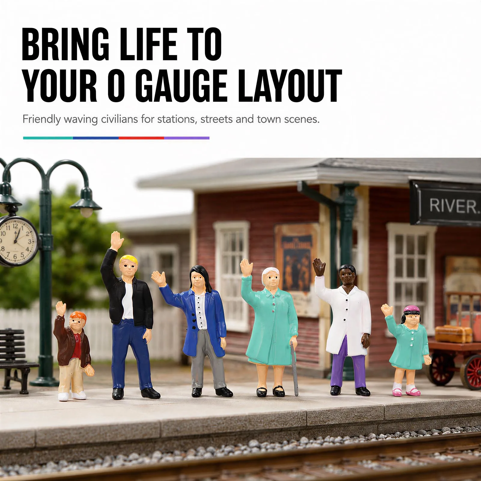 Model Railway O Scale 1:48 People Waving Painted Figure Set Pack of 6 HFPO7182