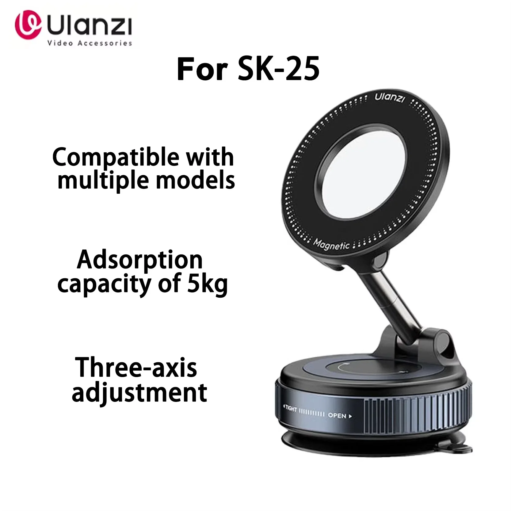 

Оригинальный держатель для телефона Ulanzi SK-25 с магнитным притяжением MagSafe, вакуумная присоска, автомобильная подставка для телефонов