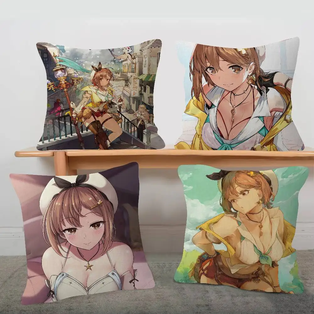 GAME Atelier Ryza Cute Cartoon Two-dimensional Pillowcase Bedroom Sofa Cushion Cover Nap Pillow Cover