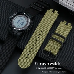 Nylon watchband for Casio PROTREK series PRW-3000 3100 6000 6100Y Canvas wristband Men's watch strap bracelet