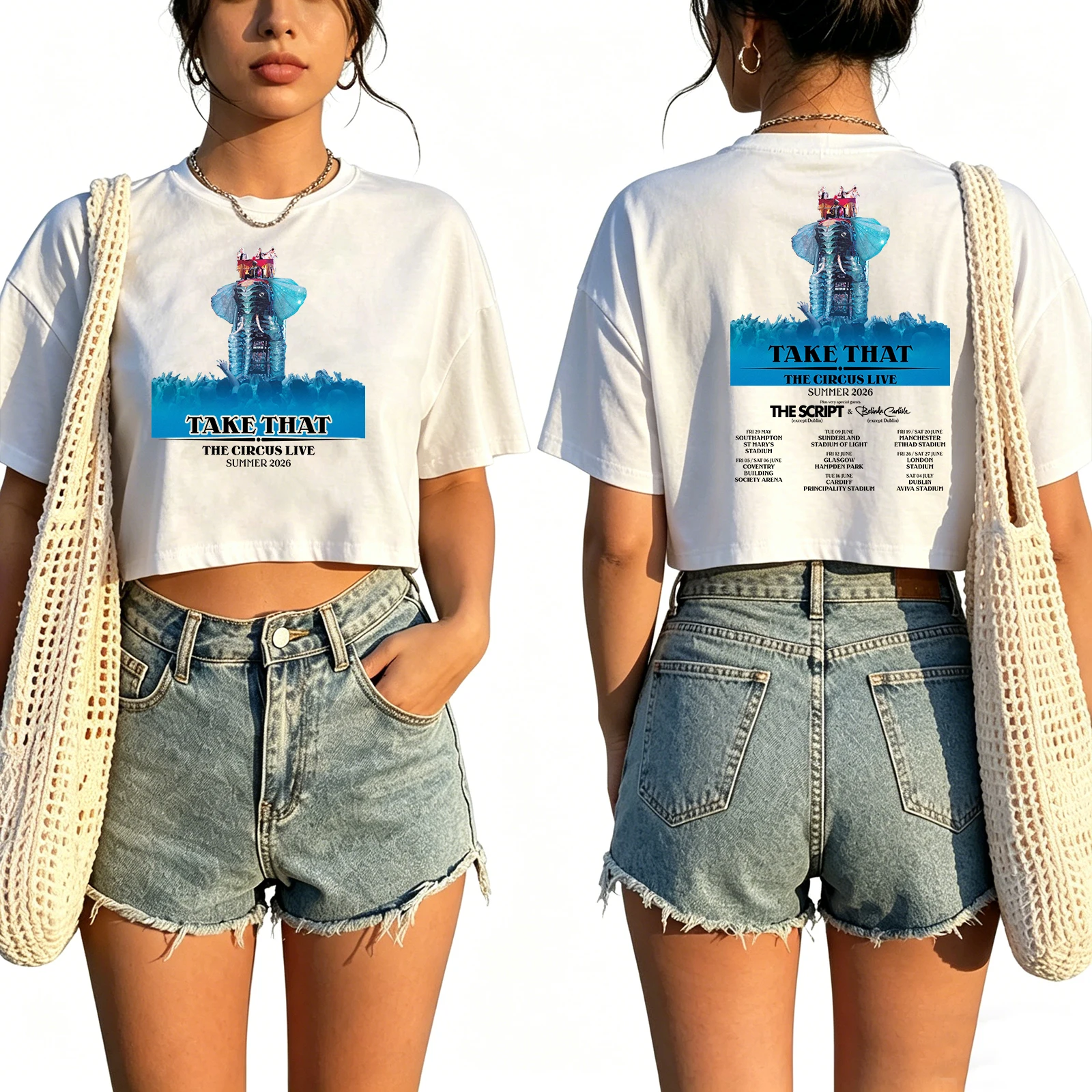 Take-That The Circus Live Tour 2026 Shirt Women O-Neck Short Sleeves Crop Tops T-shirt for Fans Gift