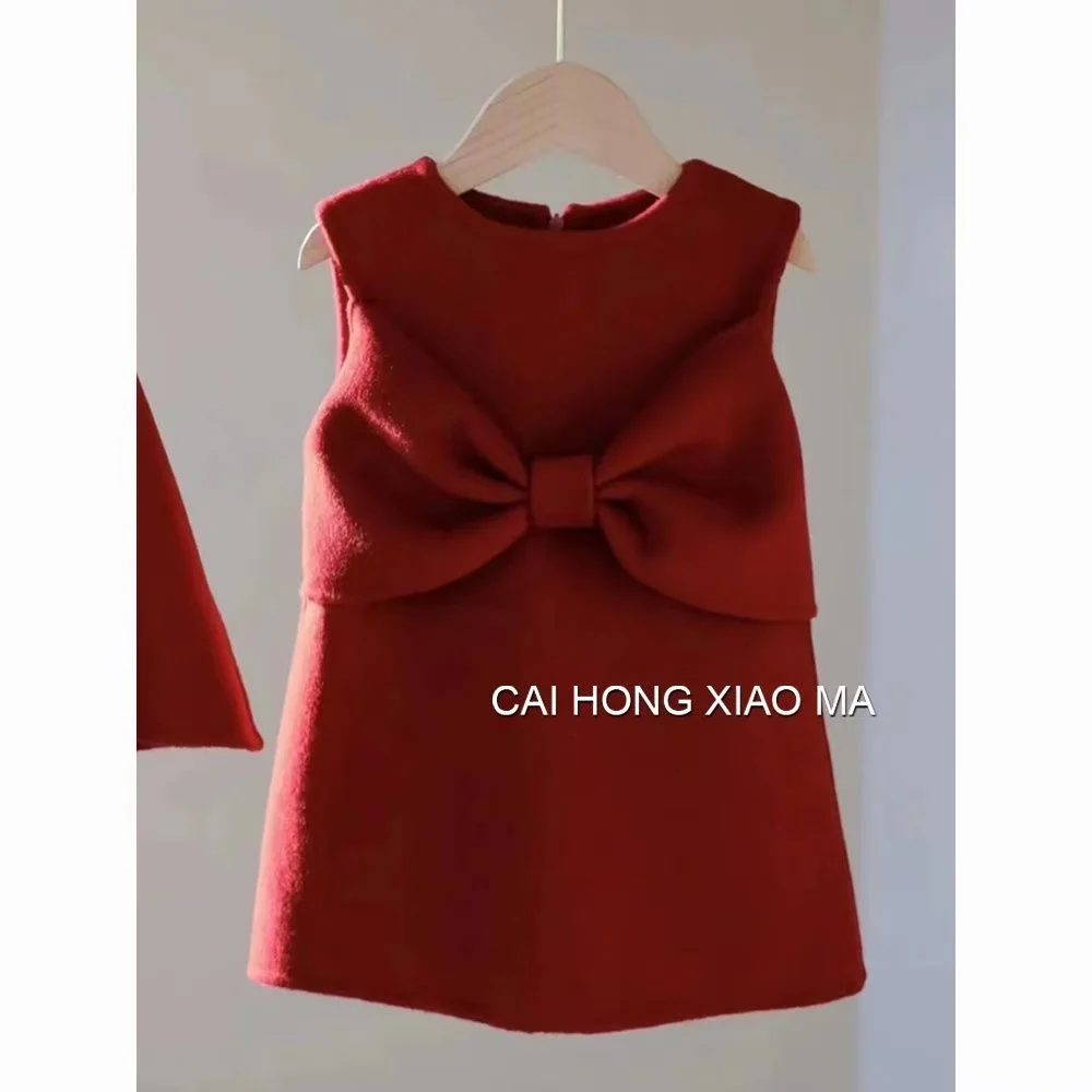 

Girls' Clothing Autumn And Winter 2026 New Children's Cloak Dress Set Two-piece Baby Stylish Birthday and Christmas Dress