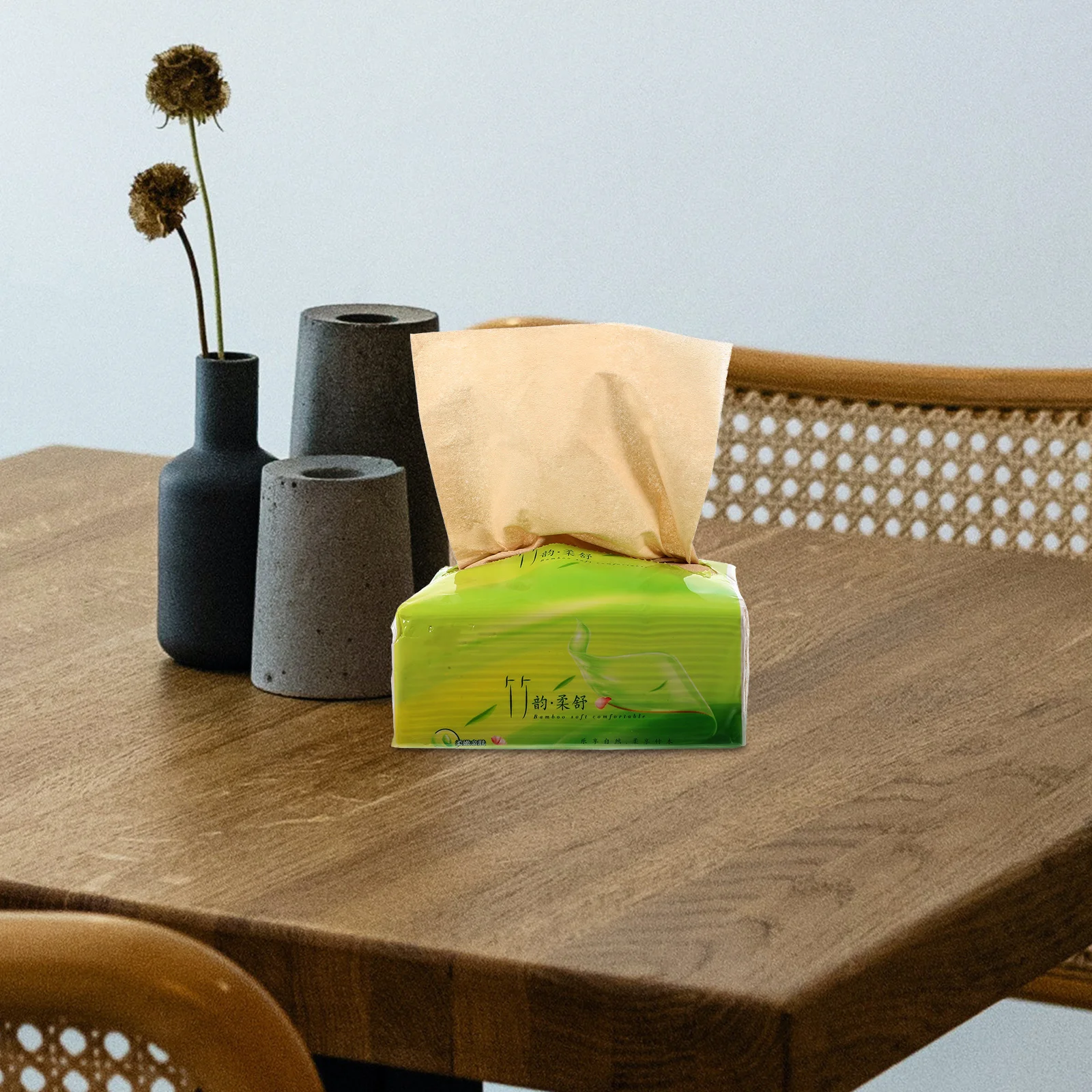 

10Packs Light Yellow Bamboo Pulp Tissue Paper Soft Safe Disposable Napkin for Daily Travel Outdoor Hotel Public Use Pulp Paper