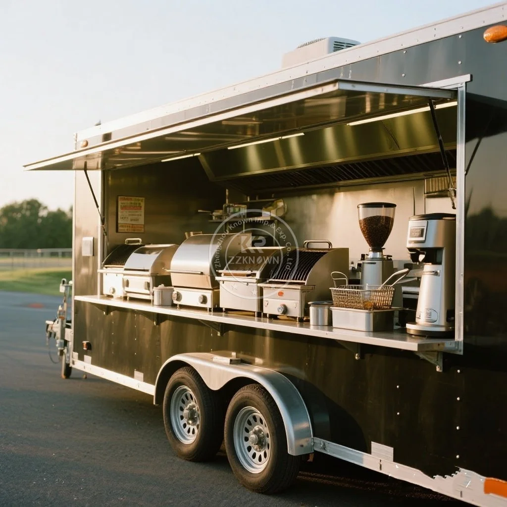 

High Quality Mobile Food Truck With Fully Equipped Kitchen Street Vending Trailer With Fryer Grill Sink For Hot Dog Burger Pizza