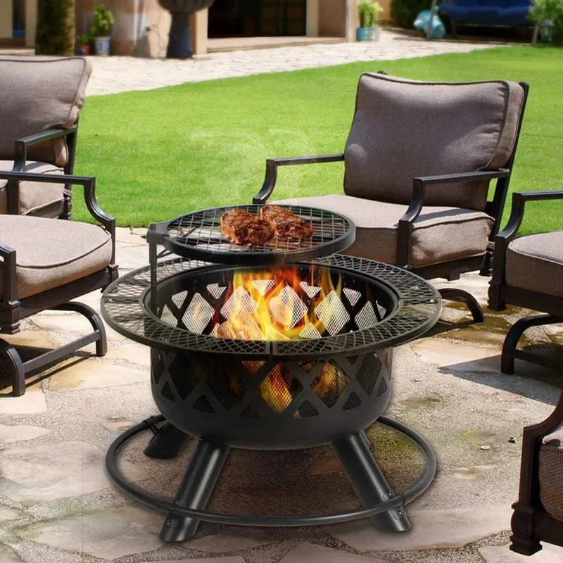 Camping Bonfire Cooking Grill Luxury Outdoor Garden Patio Supplies Furniture Gazebo Metal BBQ Grills Bowl Fire Pit Tables