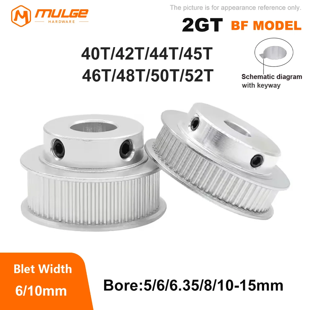 

2GT Timing Pulley 40T/42T/44T/45T/46T/48T/50T Bore 5-15mm for Width6/10mm GT2 Synchronous Belt 3D Printer CNC Parts Pitch 2mm