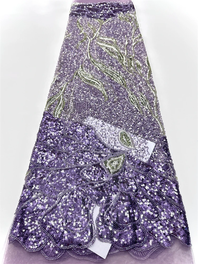 Tessuto africano del pizzo di lusso all'ingrosso in rilievo maglia francese nuovi tessuti africani 2025 tessuti di pizzo di tulle con paillettes per cucire