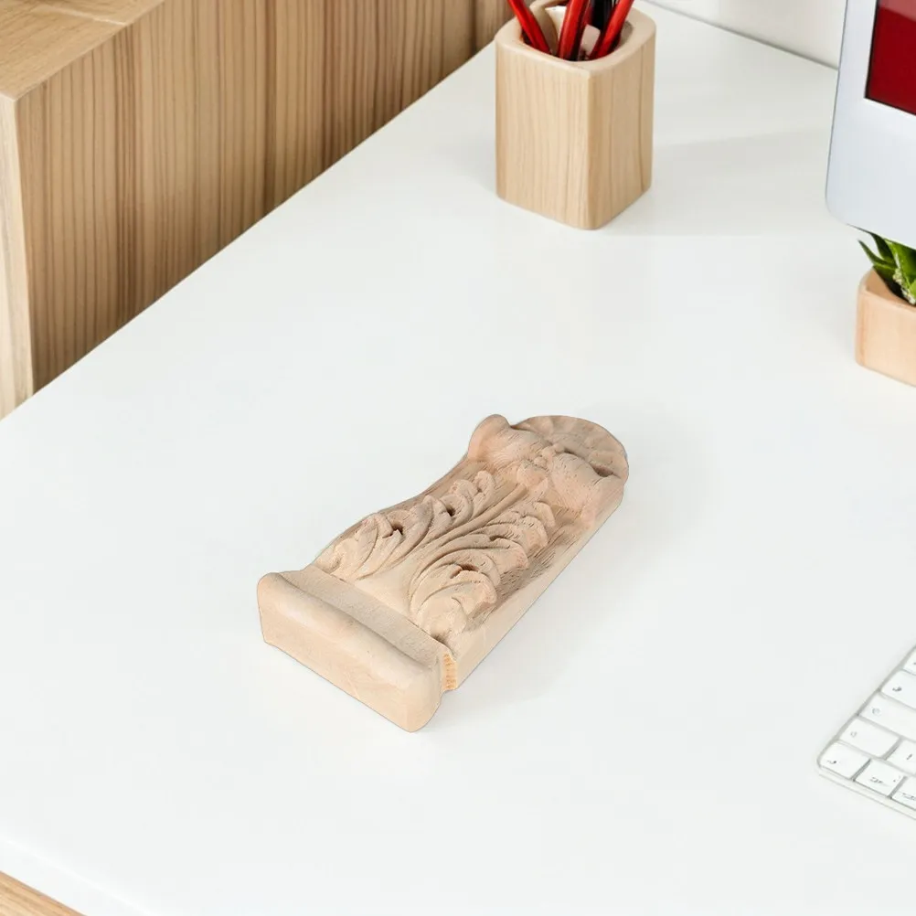 2Pcs Wooden Carved Corbels European Style Solid Wood Decorative Onlays for Door Corners Wall Moldings Furniture Trim Home Decor