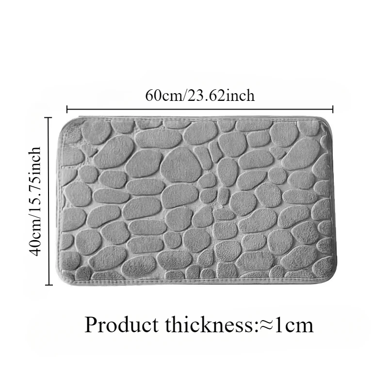 1PC Cobblestone Embossed Bathroom Mat Bathroom Absorbent Non Slip Carpet Living Room Memory Foam Mat Washable Household Items