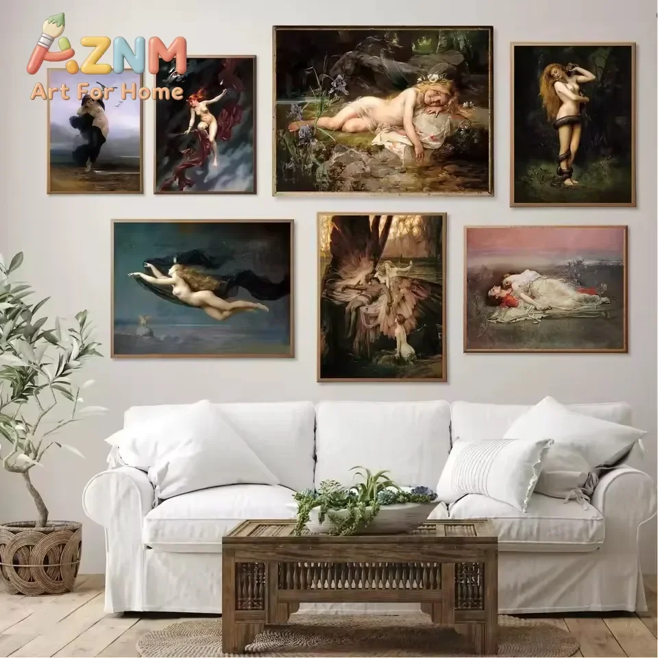Classic Artwork John William Waterhouse Woman Portrait Posters and Prints Canvas Painting Wall Art Picture for Living Room Decor