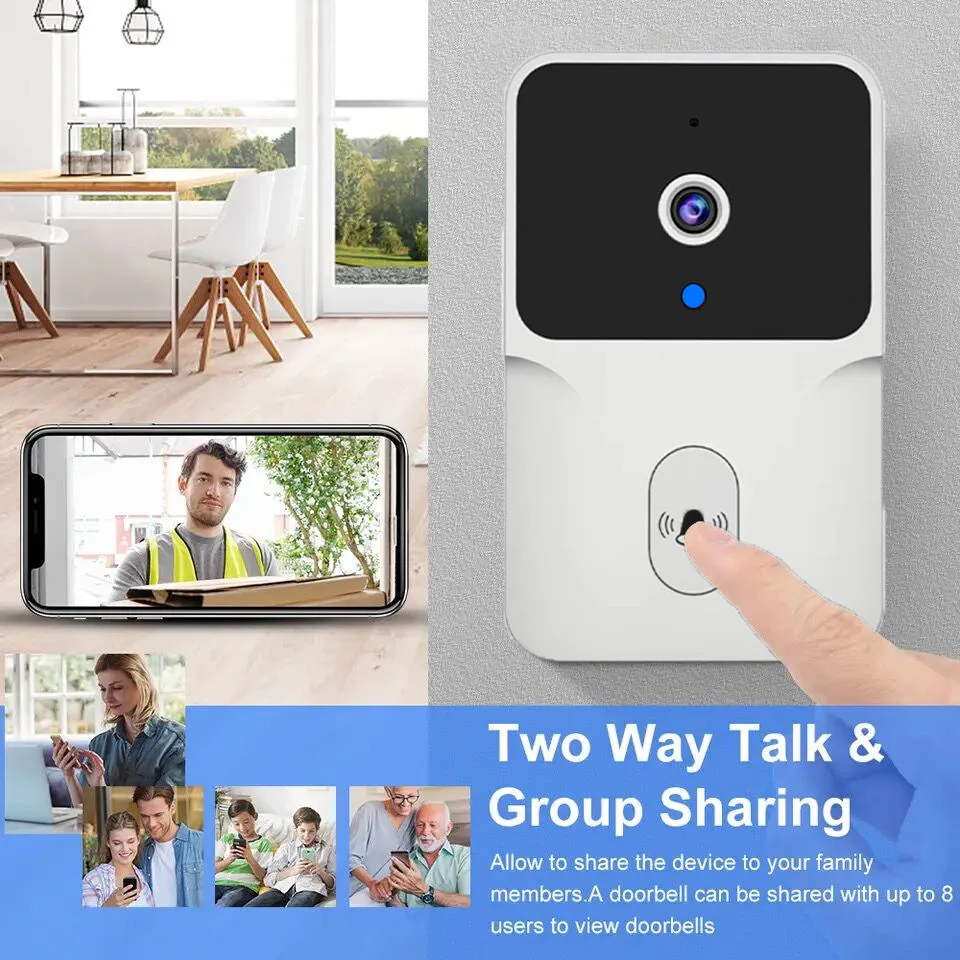 Tuya WiFi Video Doorbell Smart Home Door Bell Wireless Rechargeable Battery Outdoor HD Camera Two-Way Audio Visual Doorbell