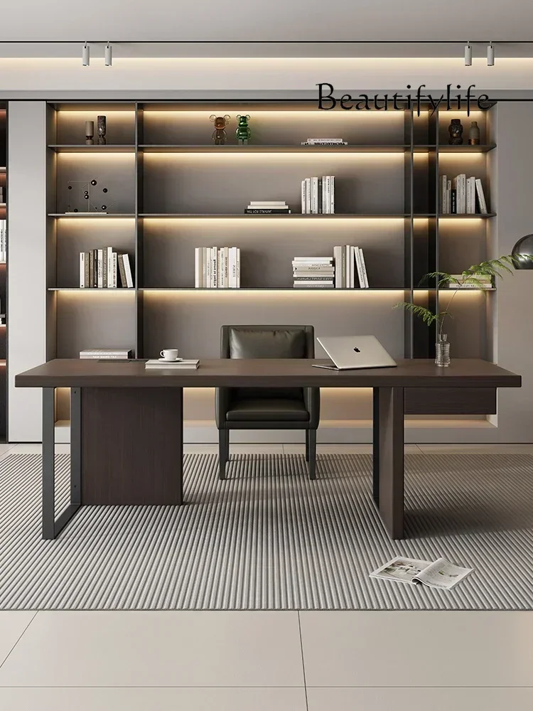 

Italian modern simple household solid wood writing workbench computer desk light luxury boss desk