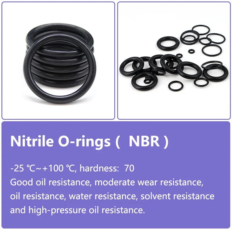 10/50pcs CS 2.4mm Black NBR O-ring OD 6~180mm Nitrile Butadiene Rubber Oil High Temperature Resistant O Ring Sealing Gasket