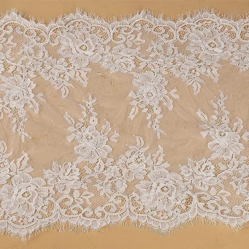 

3M-9M High - end white stiff 22 - 38CM wide lace trim for wedding dresses and clothing, 3D boned lace for high - end fashion