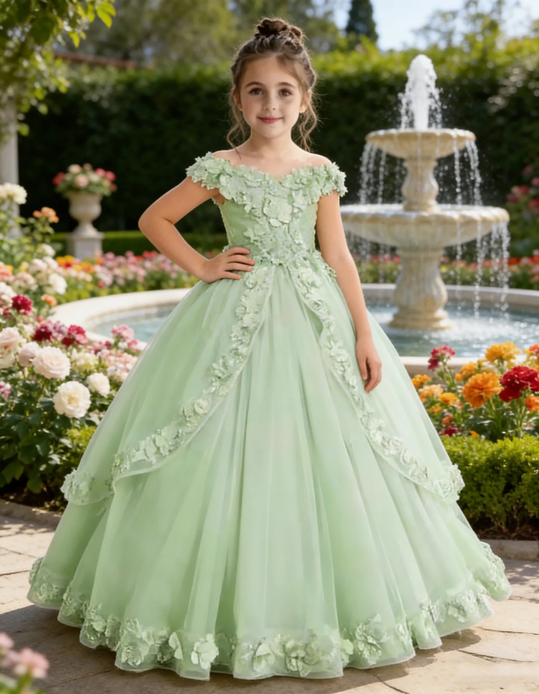 robe-de-demoiselle-d'honneur-personnalisee-pour-mariage-en-tulle-vert-sauge-avec-appliques-3d-longueur-au-sol-bouffante-pour-anniversaire-d'enfants-premiere-communion