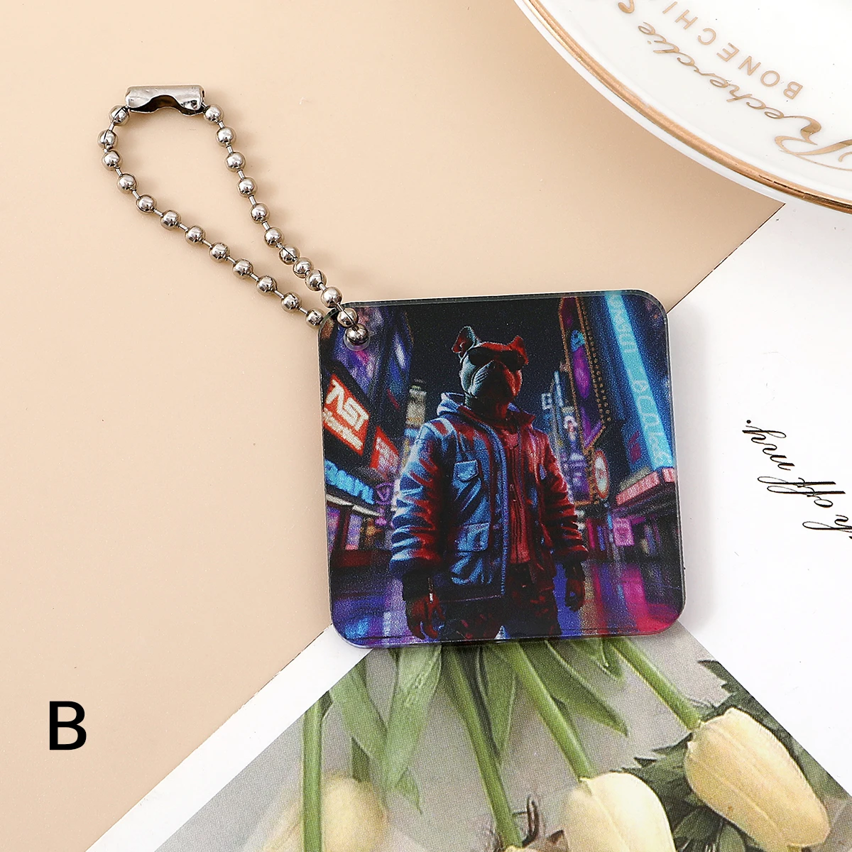 Cyberpunk Style Pendant City Style Personalized Keychain Teenage Trendy Accessories Key Chain Backpack Accessories Key Ring