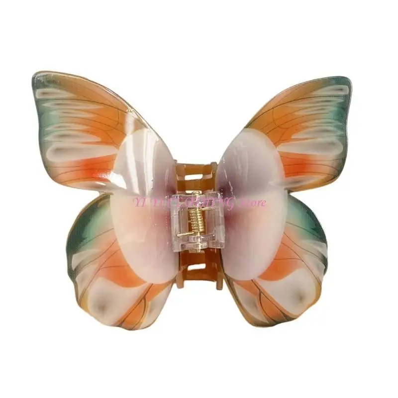 

N5KF Acrylic Butterfly Hair Clip Stylish Hair Claw Elegant Hair Accessory for Women