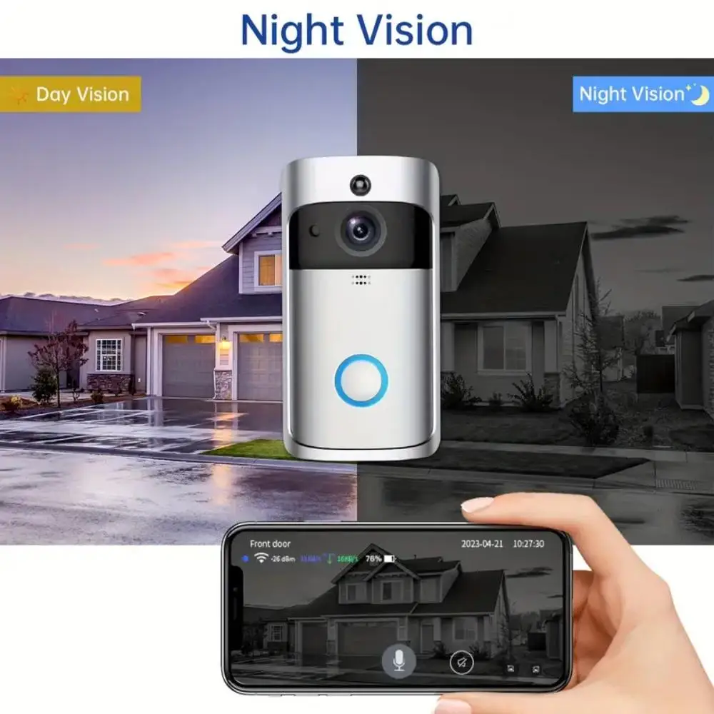 Wifi Deurbel Smart Home 720P Hd Draadloze Telefoon Deurbel Camera Beveiliging Video Intercom Ir Nachtzicht Voor Appartementen