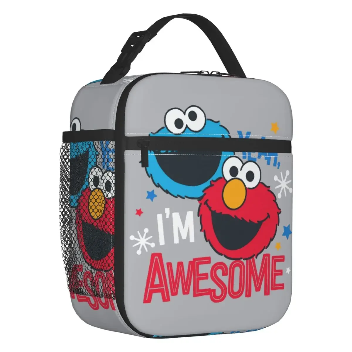 

Cartoon Sesame Street Cookie Insulated Lunch Bag for Women Leakproof Thermal Cooler Bento Box Office Picnic Travel