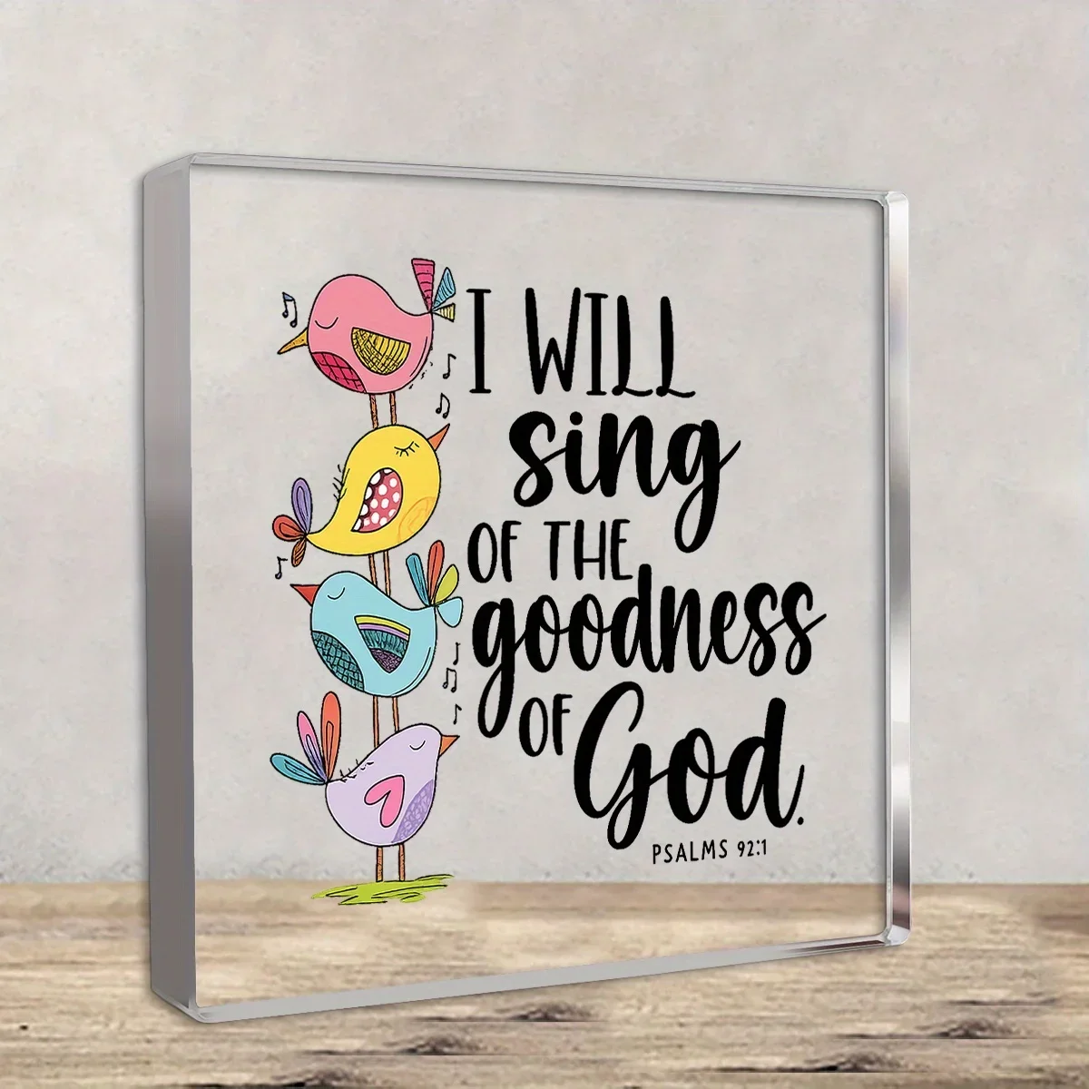 CIFBUY Christian 23rd Psalm Acrylic Plaque, 2D Bird Scripture Tabletop Sign, Religious Faith Desk Decor Gift for Home Office