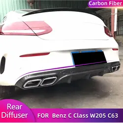 Carbon Fiber Rear Bumper Diffuser for Mercedes Benz C Class W205 C205 C63 AMG Coupe 2-Door 2015-2017 Racing Rear Lip Body Kit