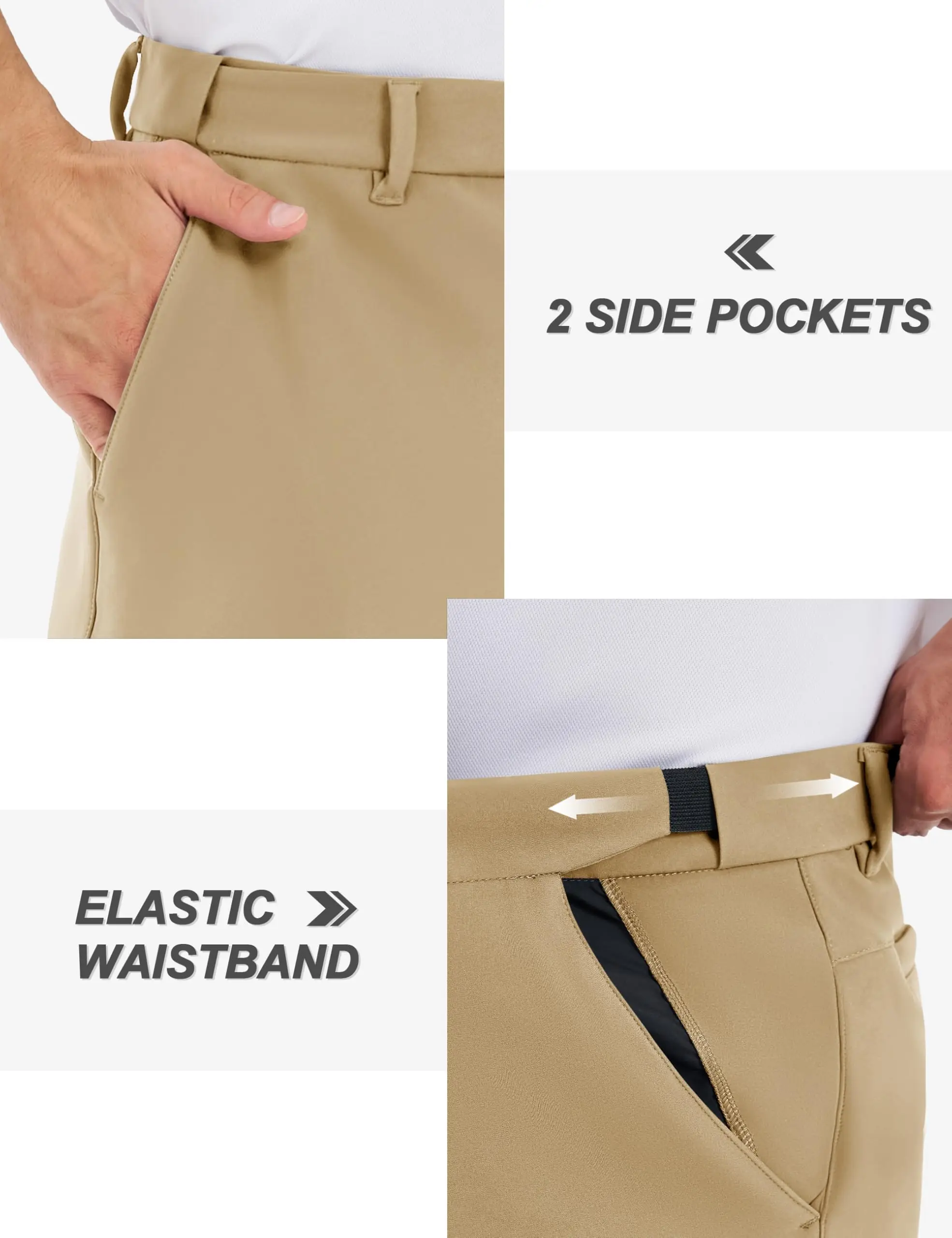 TACVASEN Herren Winter Golfhose, Fleece-gefüttert, warm, dehnbar, gerade geschnitten, Business Casual Arbeits- und Reisehose mit Taschen – Detail 12