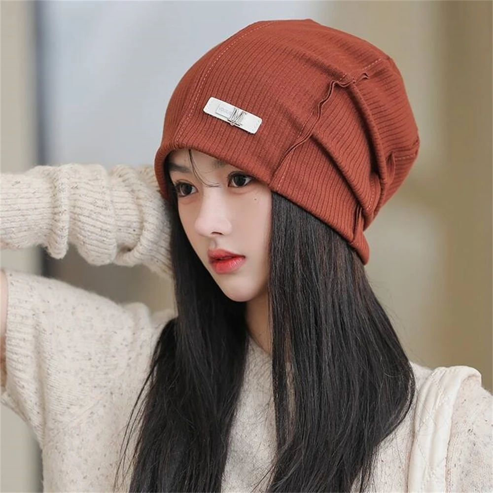 Fashion Beanie Hat Women\'s Fashion Unisex New 2024 Spring and Autumn Solid Color Hat Men\'s Pile Head Skull Cap Hip Hop Beanie