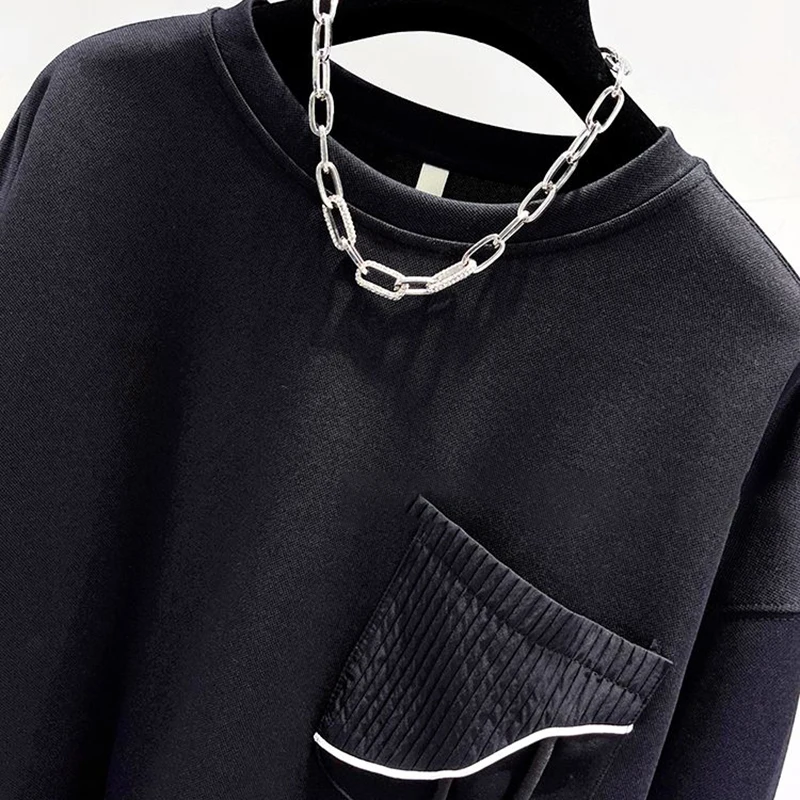 Korean Fashion Solid Color Hoodless Sweatshirt Women's Spring and Autumn New Temperament Loose Thin Niche Design Short Top