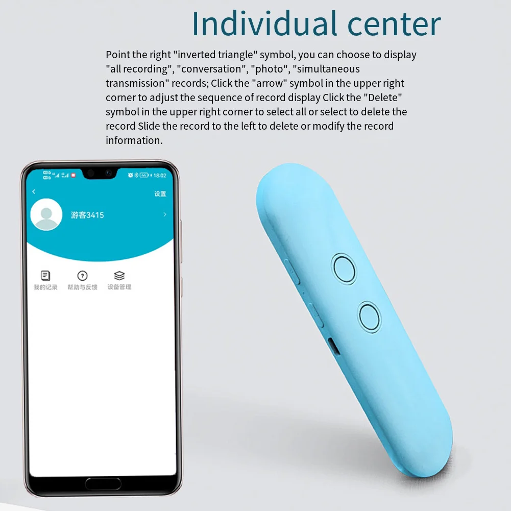 Wireless Smart Multilingual Translator T4 Portable Two-Way Real-Time Translation Supports 40 Languages With BLUETOOTH compatible