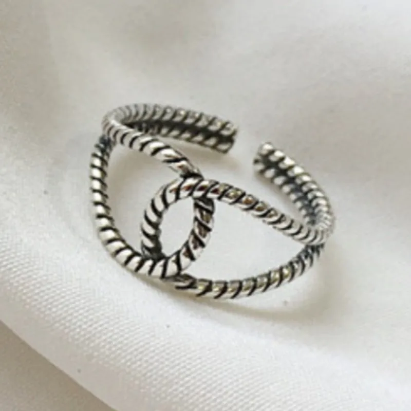 

Sam Panda 925 Sterling Silver Ring For Women Retro Wrap Crossing Weave Jomon Open Unique Design Jewelry Gift Dropshipping