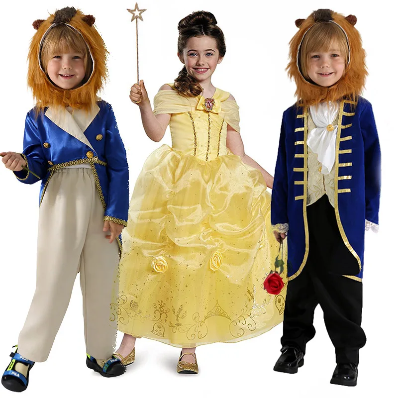 

Boys The Beast Boy Beast Halloween Costume Dress Up Yellow Dress Beauty Belle Princess Costume for Girls