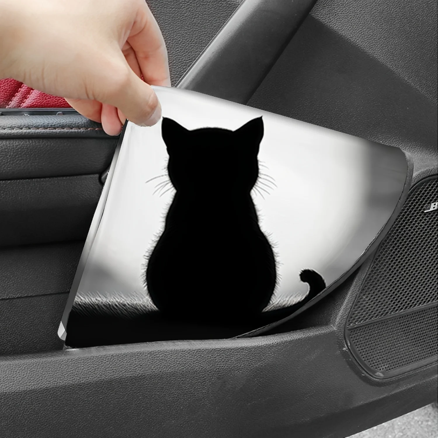 1pc Black Cat Sitting And Gazing At The Printed Car Steering Wheel Cover - Heat Insulation, Sunshade, High-Temperature Design, C
