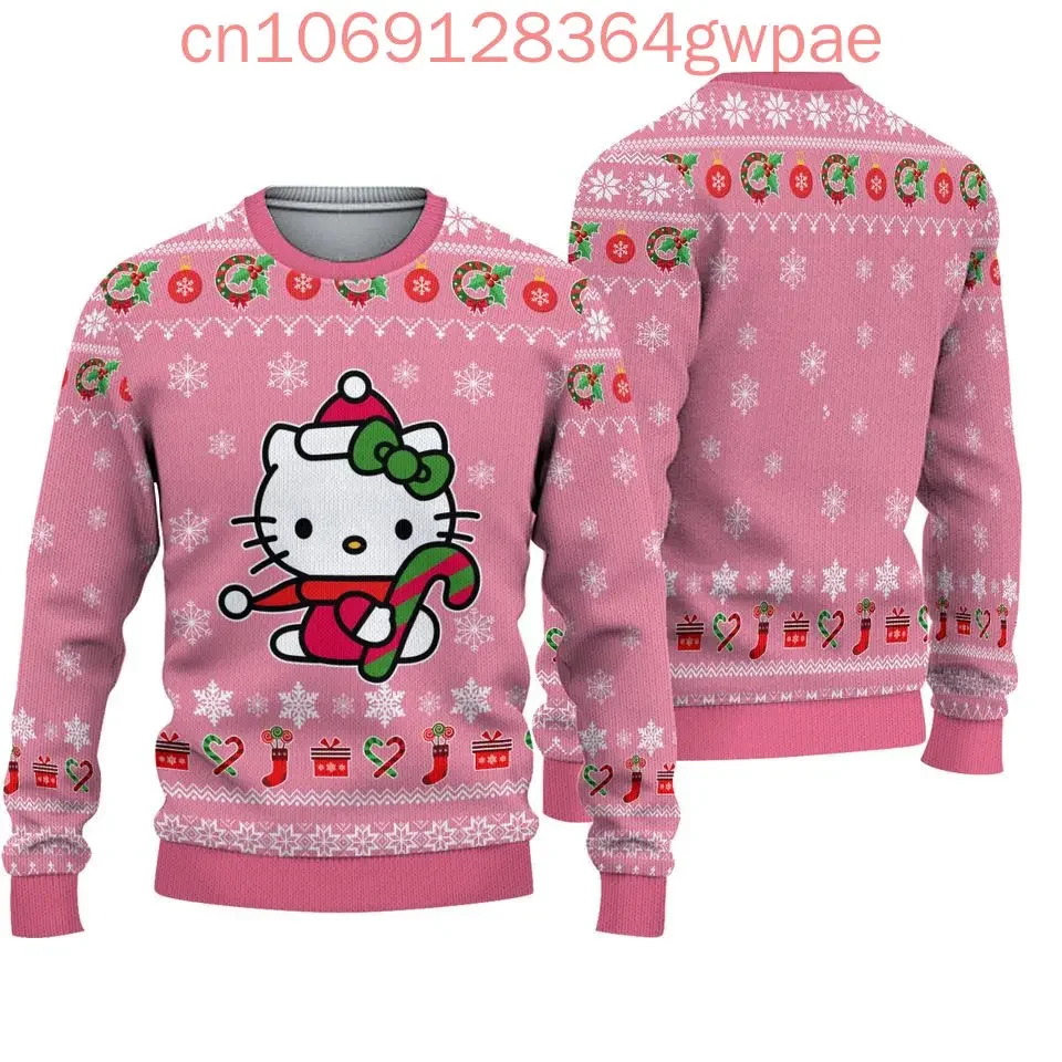 Hello Kitty Ugly Sweater Men And Women 3d Sweater Tops Sanrio Cartoon Ugly Christmas Sweater Anime Xmas Gifts Christmas Sweater