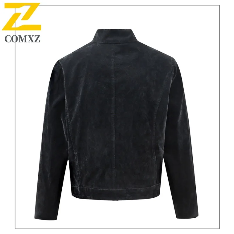 سترة رجالي كاجوال بياقة واقفة من COMXZ معطف مريح لركوب الدراجات في الهواء الطلق وخفيف الوزن ومتين للخريف ملابس جديدة