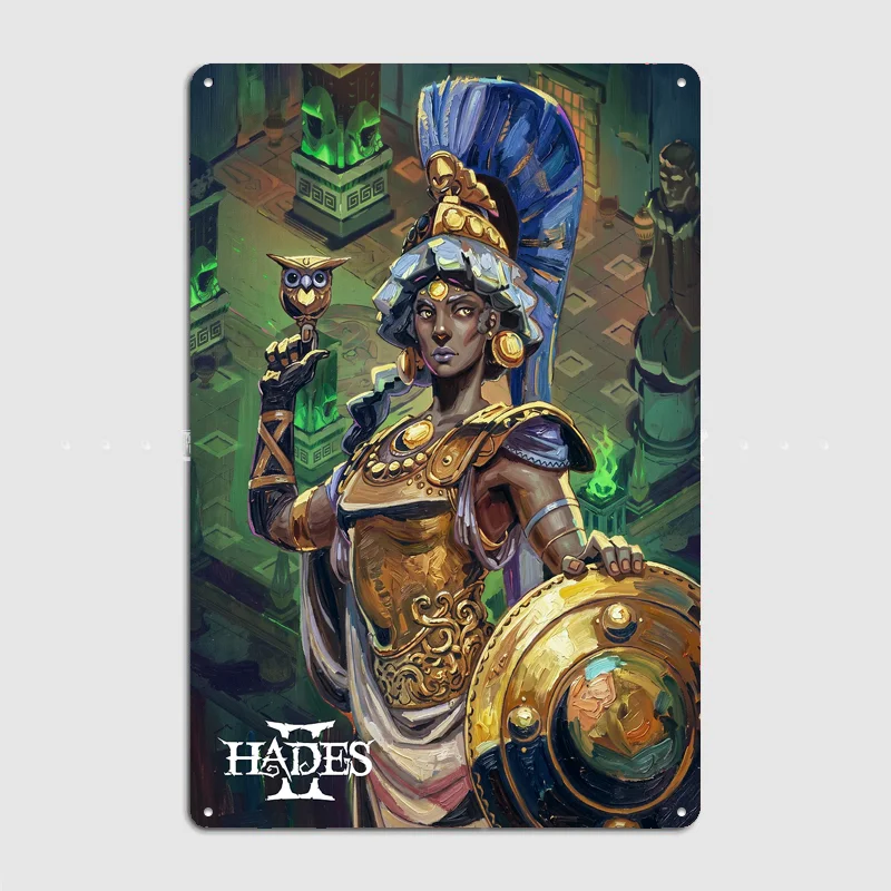 Athena from Hades II Game Art Poster Metal Sign Posters Bar Bedroom Custom Wall Decorations Room Decoration Interior Home Decor