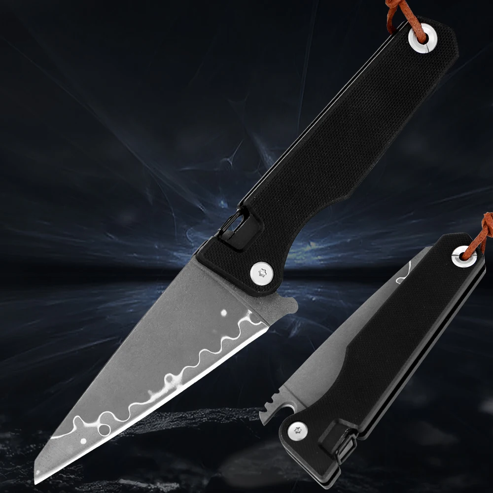 Outdoor Folding Pocket Knife Triple-layer Composite Steel Blade G10 Handle EDC Knife Sharp Camping Survival Hiking Folding Knife