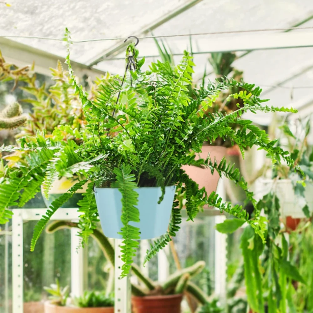 6 Colors 15cm Hanging Plant Pot With Chain Hooks Sturdy PP Plastic Water Drainage System For Indoor Outdoor Porch Garden Decor