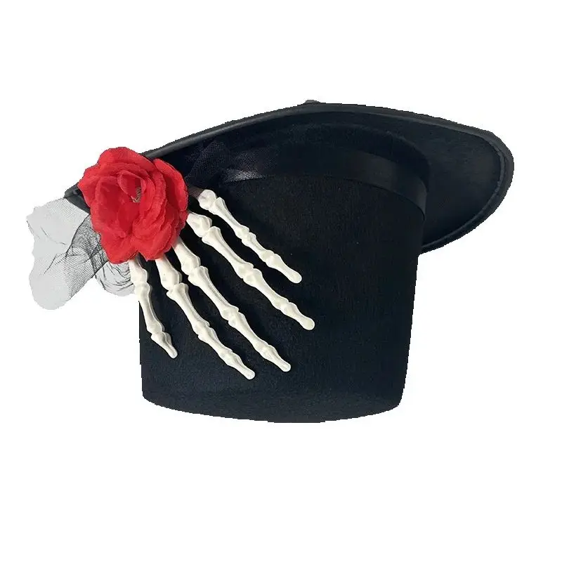 

Готическая праздничная вечеринка, имитация скелета, роза, волшебная шляпа вампира, джентльменская шляпа, цилиндр для вечеринки на Хэллоуин