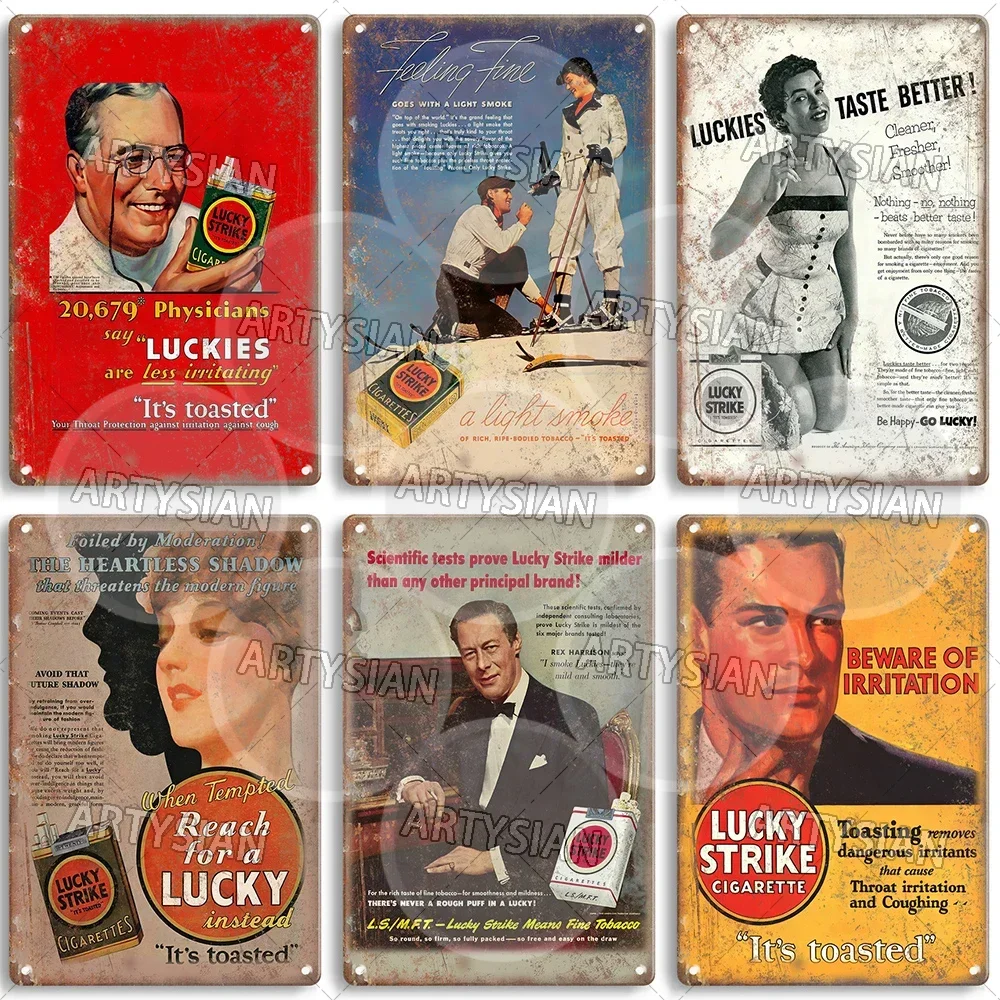 Artysian Vintage Tobacco Ads Metal Sign Cigerette Metal Plaque Lucky Strike Plate Home Deocr