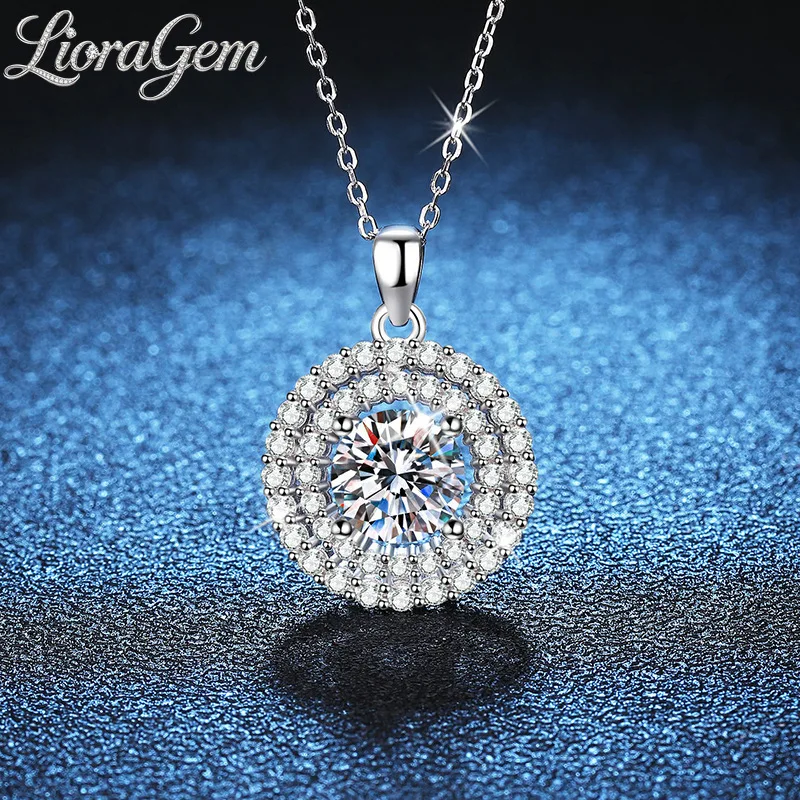 

LioraGem Luxury Round Wrapped Moissanite Pendant for Women, 2-carat D-color Moissanite Necklace Platinum PT950 Stamp